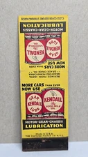 Vintage Matchbook Cover KENDALL Motor Oil Gear Lube 2000 Mile Can Art Diamond