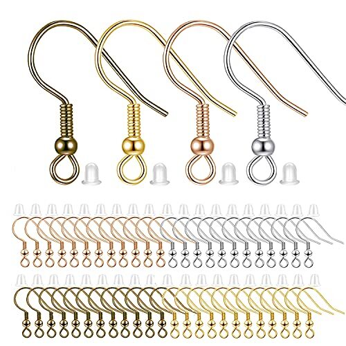 400 Pcs Earring Hooks Ear Wires Earring Making Kit with Earring Backs