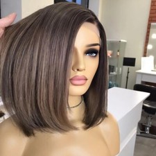 Short Bob Wig 100 Human Hair Wig Brown 13x4 Lace Front Human Hair Wig