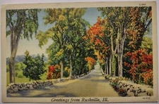 Greetings From Rushville Illinois Linen Postcard Unposted IL