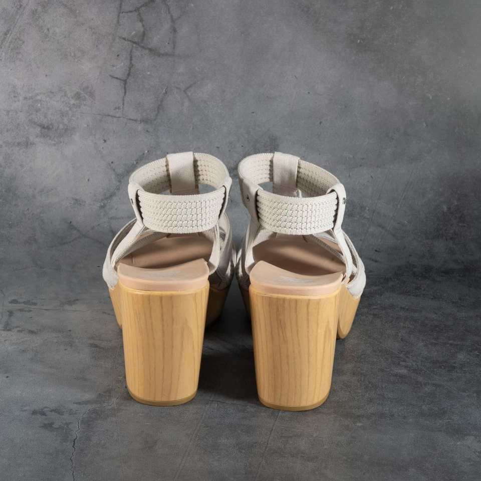 Sandalias de cuña Dr. Scholl's para mujer con parte inferior de madera sintética gris vapor flor talla 11 M Foto 4 de 4