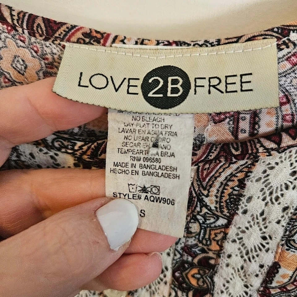 可爱尺寸小号波西米亚上衣 Love 2B 免费 — 第 4/4 张图片