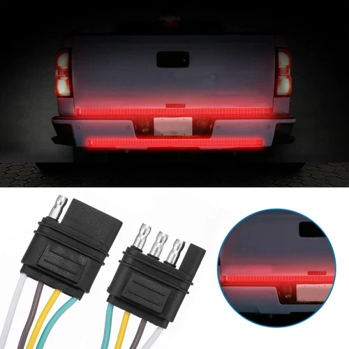 2ft 4-Pin Trailer Light Plug Wiring Harness Extension 18 AWG Flat Wire Connector - Picture 11 of 16