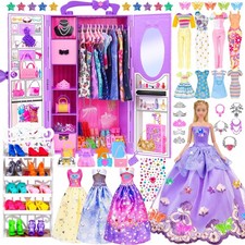 91pcs 11.5 Inch Girl Doll with Clothes, Accessories and Closet - Princess Gow...