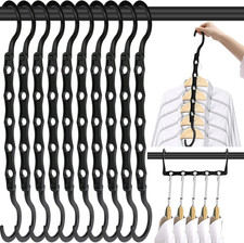 10 PCS Space Saving Hangers, 5-Hole Magic Hangers - Sturdy Plastic Hanger, Close