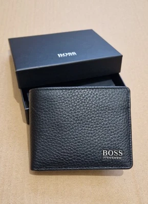 Hugo Boss Herren Moneme Schwarz Echtleder Geldbörse & Kartenetui Geschenkset