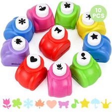 10 Pack Multicolored Shape Paper Hole Punch Craft Set for DIY Crafting, Scrapboo