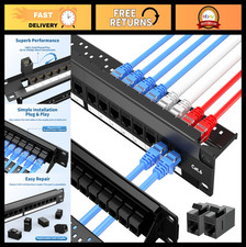 24-Port Ethernet Patch Panel, 10G UTP Keystone with RJ45 Couplers Spare Ports,