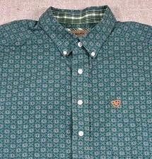 Ariat Wrinkle Free Blue Green Flower Classic L/S Button Down Shirt Men's XXL