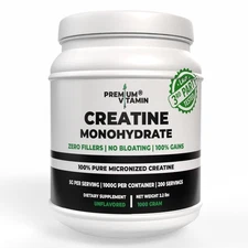 Creatine Monohydrate Powder Muscle gain Micronized 5g per serv 1000g Unflavored