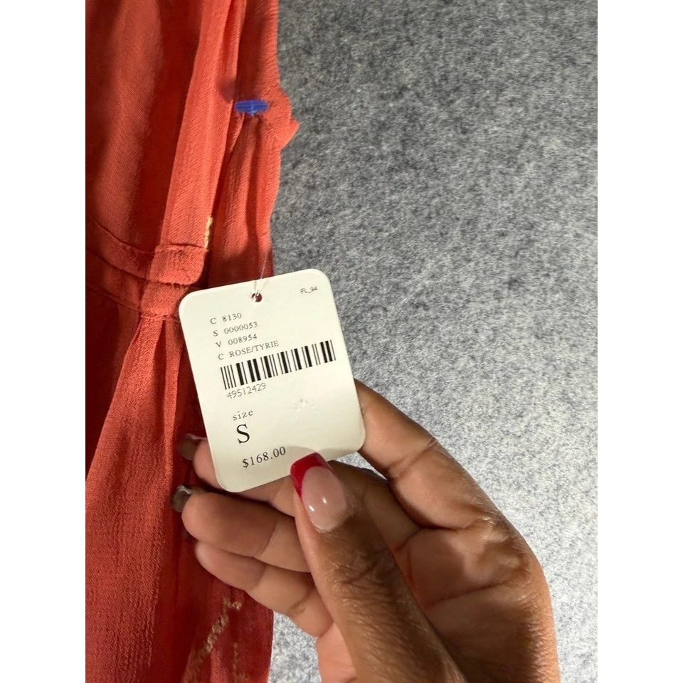 Maxi Vestido Free People Bordado Pequeño Cuello Halter en Niveles Coral Boho Nuevo con Etiquetas Foto 4 de 4