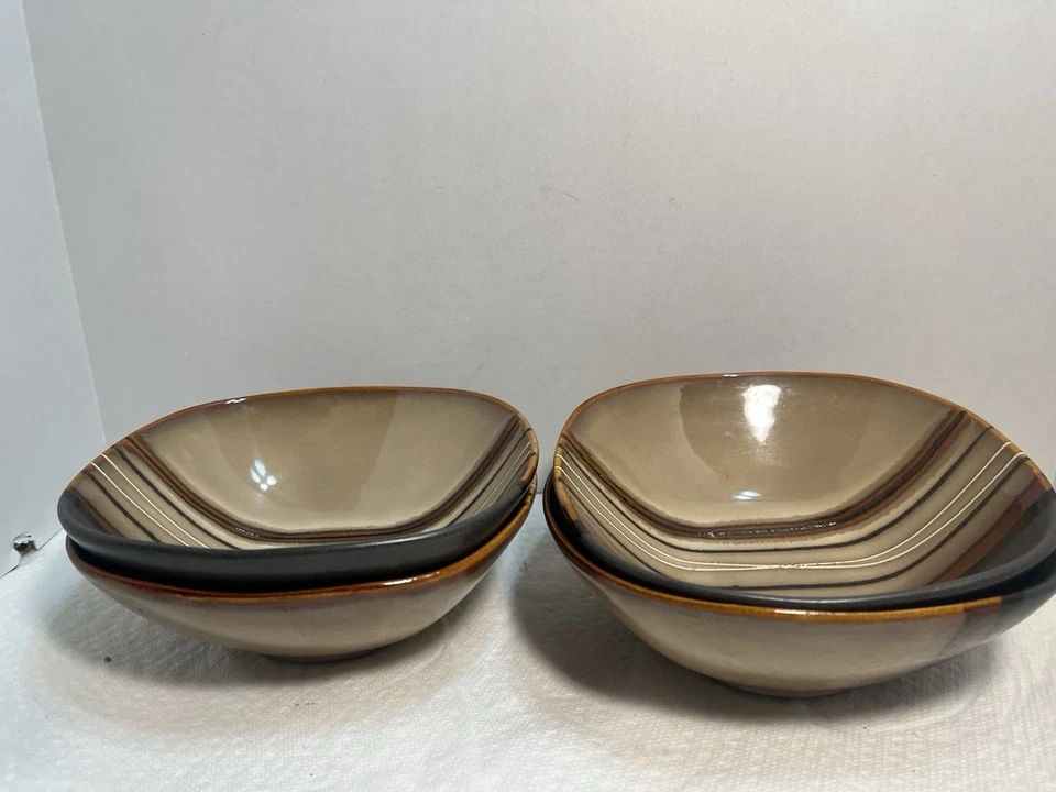 4 cuencos de sopa de cereal de gres borgoña Better Homes & Gardens Bazaar 1778 Foto 2 de 4