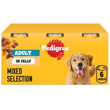 24 x 400g Pedigree Adult Wet Dog Food Tins Mixed Meaty Meals in Jelly Dog Can 4.15 per kilo