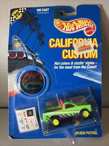 Hot Wheels  CALIFORNIA CUSTOMS BEACH PATROL Chevy Squarebody Truck GREEN Vintage