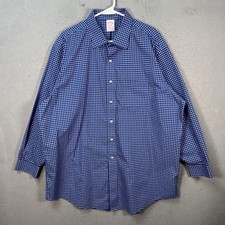 Brooks Brothers Mens Madison Fit Non-Iron Stretch Blue White Check Shirt 18-34