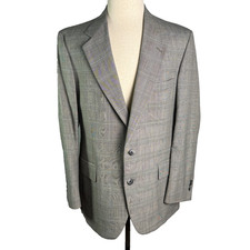 70s Johnny Carson Belk Mens 41R Glen Plaid Suit Jacket Blazer USA Made Vintage