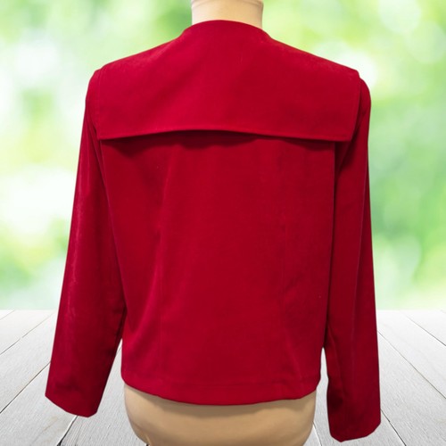 POSITIVE ATTITUDE Jacket Sailor Collar Red Velveteen Nautical Vintage 90s Sz 12