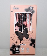 Butterflies  Stars Gel Pen 6x Piece Kawaii Black Pink Moka NEW 0.5mm