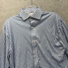 Collars  Co Dress Collar Polo Shirt Mens Medium Blue Check Performance Stretch