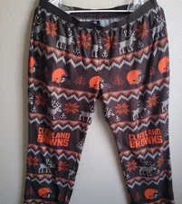 CLEAVELAND BROWNS Ugly Christmas Sweater Fleece Pants Sz 2XL NFL