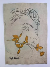 Andy Warhol COA Art Painting Original Drawing Vintage Paper Signed