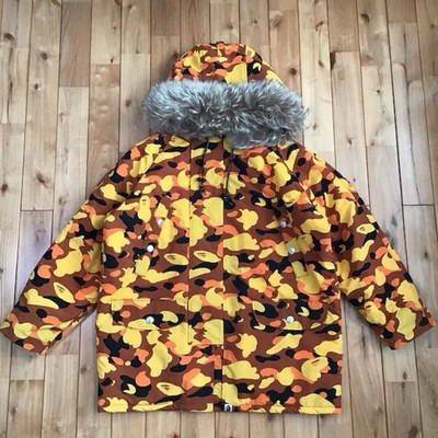 Vintage BAPE Orange camo fur batting jacket A Bathing Ape Size M
