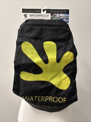 Geckobrands Waterproof Backpack Drawstring Black Neon Green