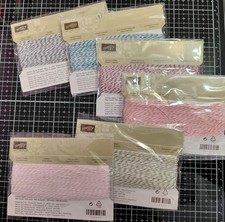 6 Pkgs STAMPINUP Bakers Twine 25 Yds Grey Indigo Cherry Olive Coral  Pink