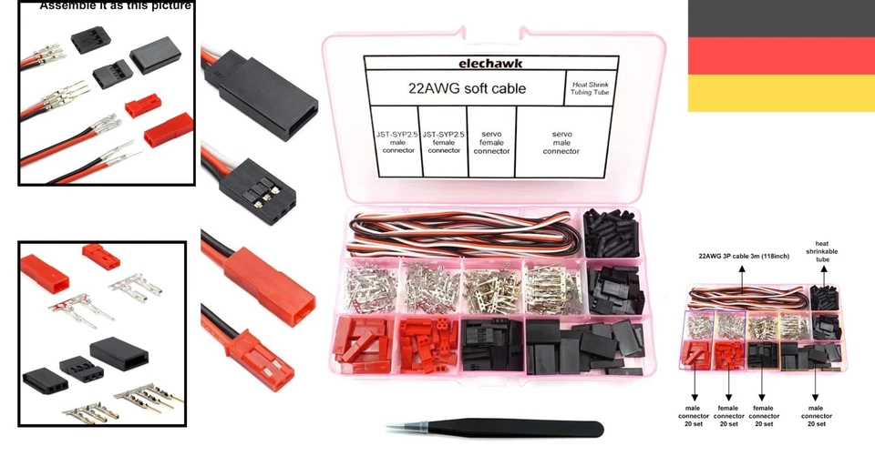 40teiliger Servo Stecker Satz mit 3m 22AWG - Futaba & JST SYP Kompatibel - Bild 2 von 4