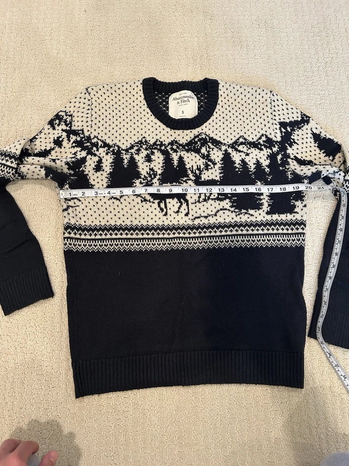 Abercrombie & Fitch Men’s Fair Isle Reindeer Sweater Navy Size Small Vintage - Image 4 of 4