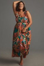 Farm Rio x Anthropologie Pleated Palm Midi Dress (Size 1X) - NWT