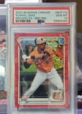 2020 Bowman Chrome -  Yusniel Diaz #BCP-170 Red Shimmer Refractor  2/10 (RC)
