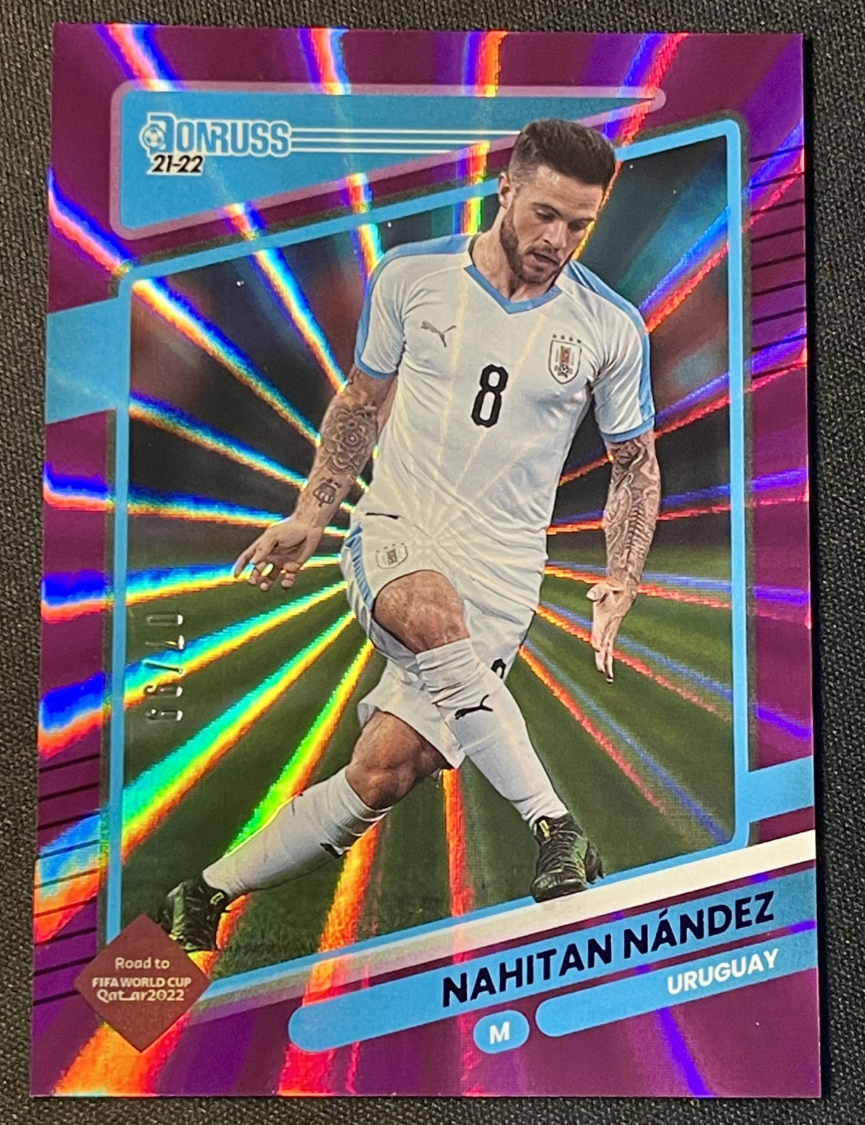 2021-22 Panini Donruss NAHITAN NANDEZ #/99 Purple Laser Holo URUGUAY 🇺🇾 view 1