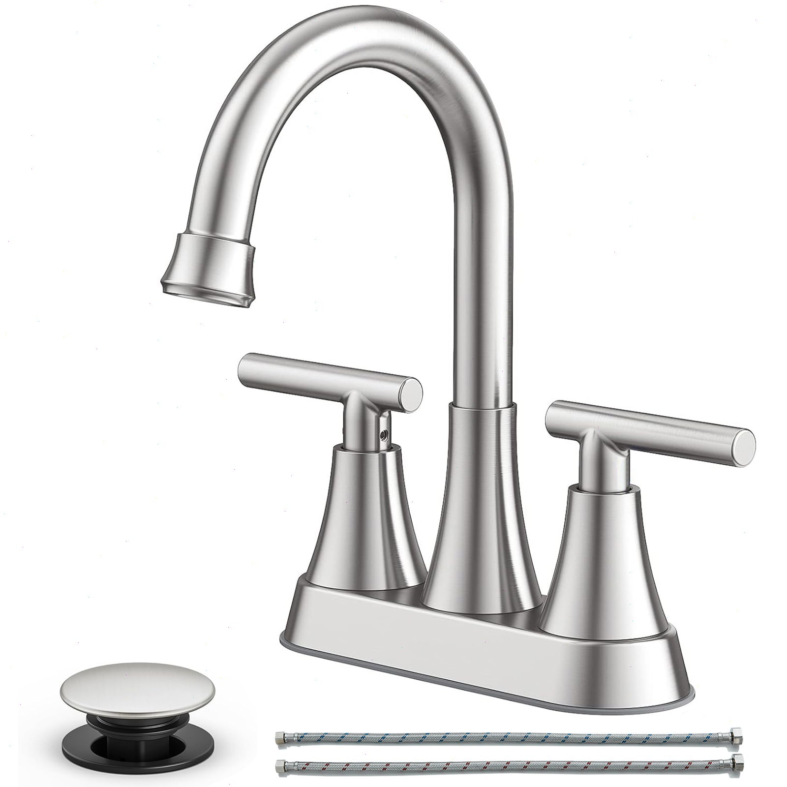 Bathroom Faucet 4Inch Centerset 2 Handle Sink Vanity Faucet with Pop up Drain