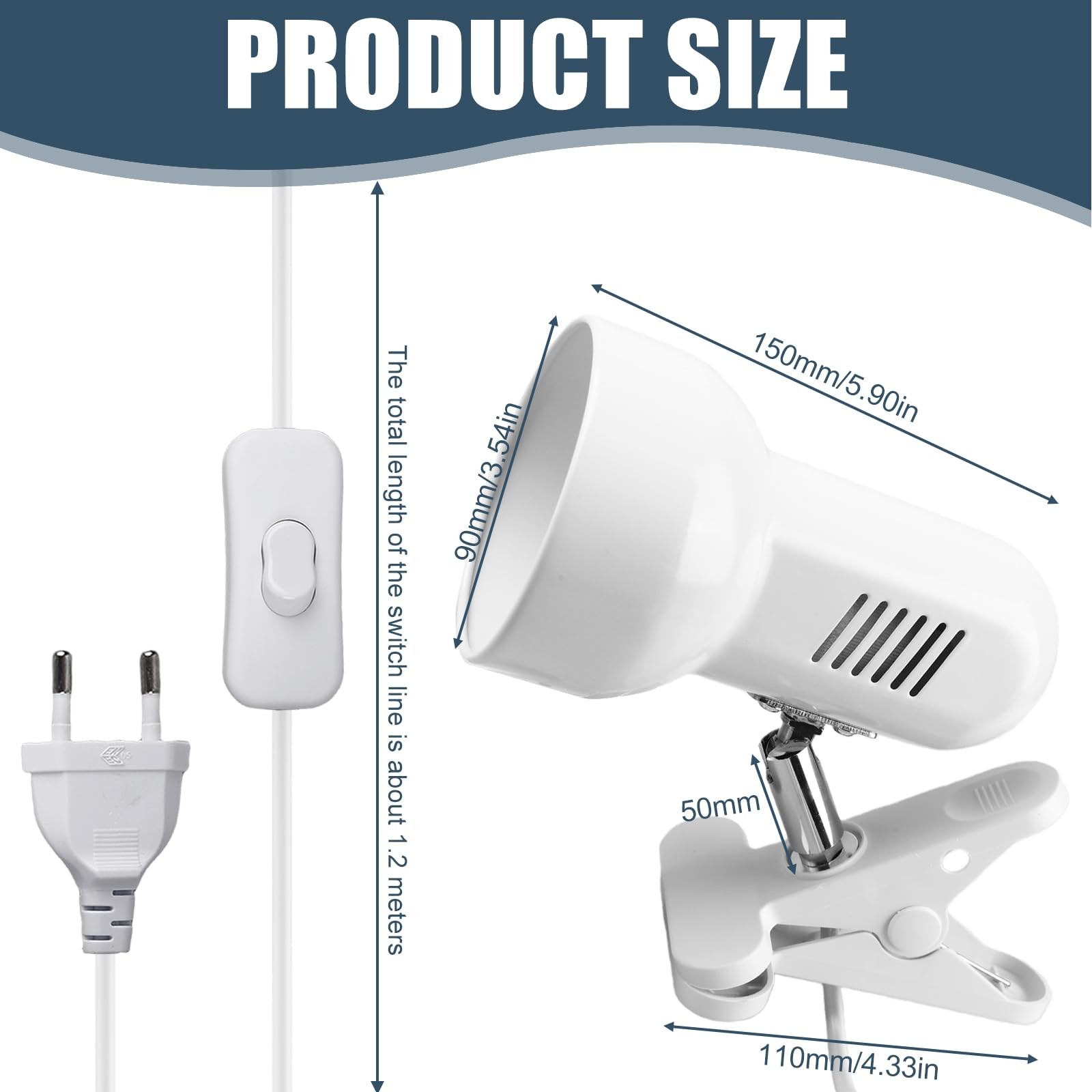 Lampe à pince E27 pour lit et bureau - Éclairage de lecture blanc 220V - 2