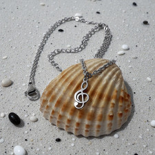 Collana con ciondolo CHIAVE DI VIOLINO sol ACCIAIO INOX argento DJ da Uomo Donna