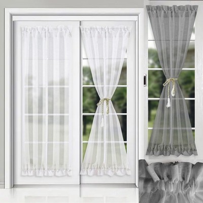 French Door Gardine Flächenvorhang weiß Voile transparent Gardinen Seitenlicht Fensterbehandlung