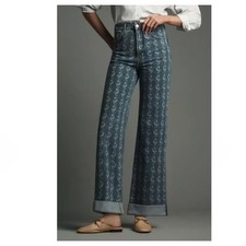 Anthropologie PILCRO The Austyn High Rise Wide Leg Cuffed Jeans Size 31