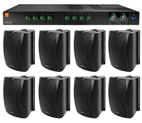 JBL CSMA280 Commercial/Restaurant 70v Amplifier+(8) Black 6.5" Wall Speakers JBL CSMA280 Commercial/Restaurant 70v Amplifier+(8) Black 6.5" Wall Speakers