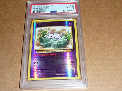 2016 Pokemon XY MEW REVERSE FOIL EVOLUTION #53 PSA 8