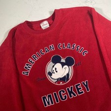 Vintage Disney Store Mickey Mouse Red Fleece Sweatshirt Size L 90s Y2K