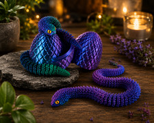 Articulated Snake Toy 3D Printed Flexible Fidget Snake Egg Desk Ornament