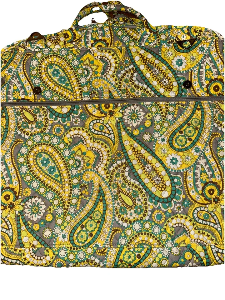 Vera Bradley Limón Parfait Colgante Bolsa de Ropa Equipaje Acolchado Amarillo Verde Y2K Foto 3 de 4