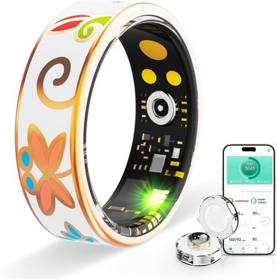 Vintage Smart Ring für Damen und Herren, Fitnesstracker mit Pulsmesser...