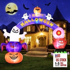  10FT Long&8FT Tall Gaint Halloween Inflatable Decorations Arch, Build-in LED 