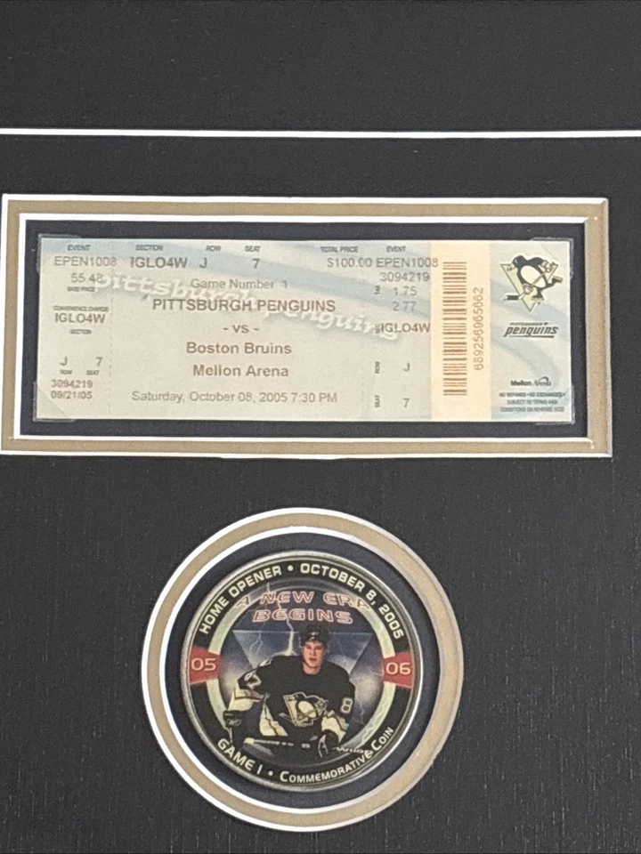 Boleto de debut en casa de Sidney Crosby 2005 y programa autografiado ¡Certificado de autenticidad Frameworth! Foto 4 de 4