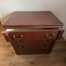 Dark Brown Wooden 4-Drawer Chest of Drawers Metal Handles 60x60x75cm