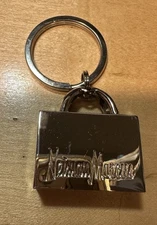 Vintage Neiman Marcus Silvertone Metal Shopping Bag Keychain 