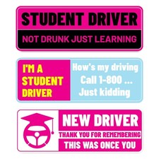 3PCS Funny New Driver Magnet for Car, Student Driver Magnet, Reflective Rookie D
