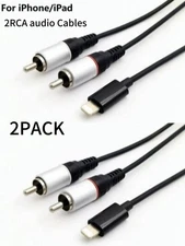 2PACK For iPhone to 2RCA Splitter Audio Cord RCA Y Adapter Hi-Fi Sound 1M/3FT